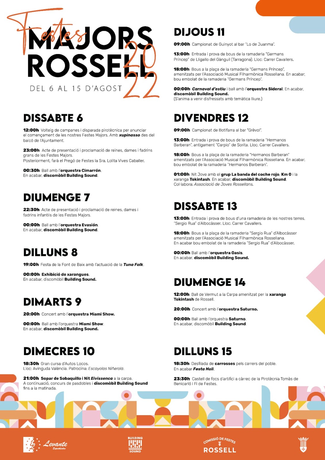 Programa festes Rossell 2022